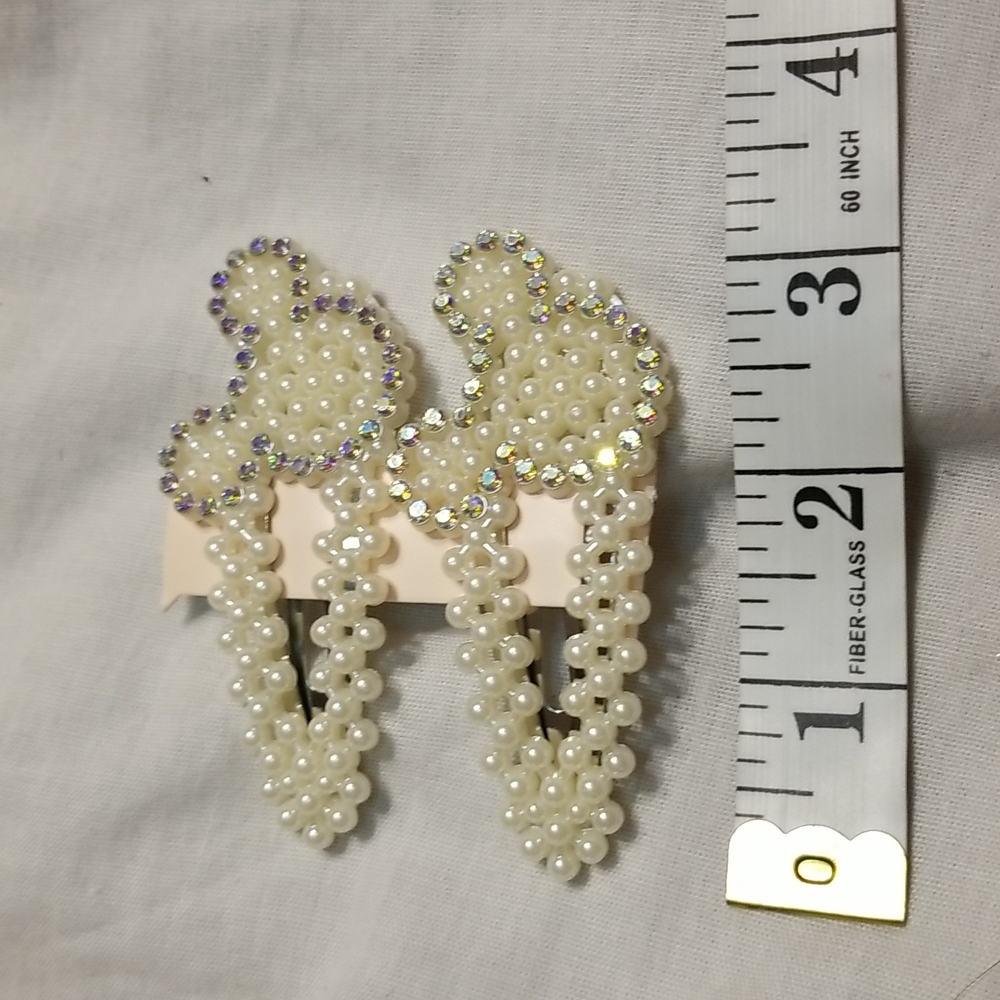 LOT OF 4 LUXURY MOUSE EAR SET 3 INCH PEARL HAIR CLIPS. SEQUIN EARS - Picture 7 of 9